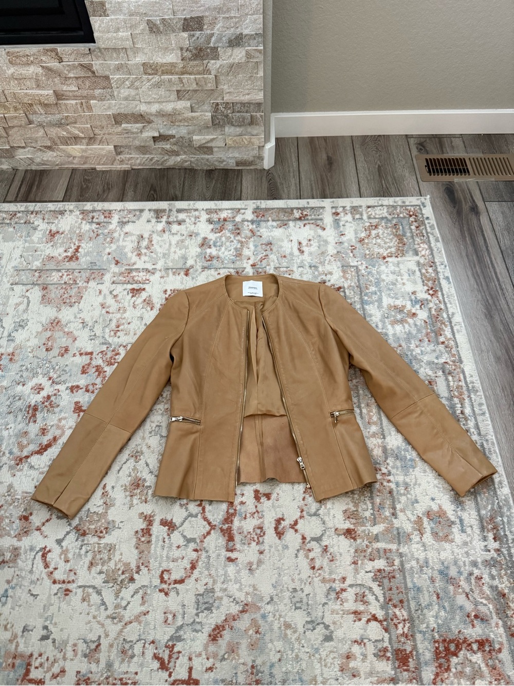 Mango tan leather jacket